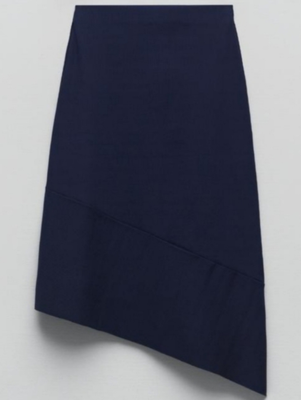 Zara Navy Asymmetrical Midi Skirt